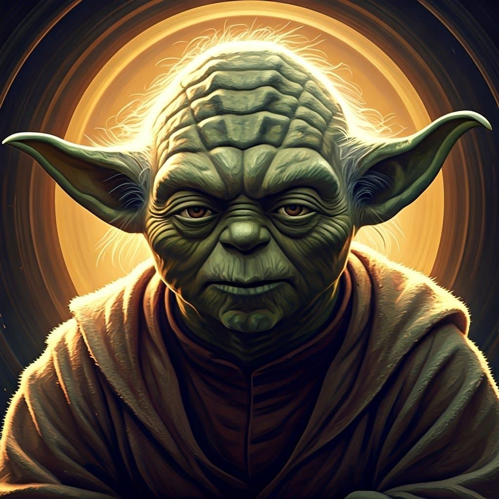 Surreal Yoda in Baroque-Inspired Japanese Print Style