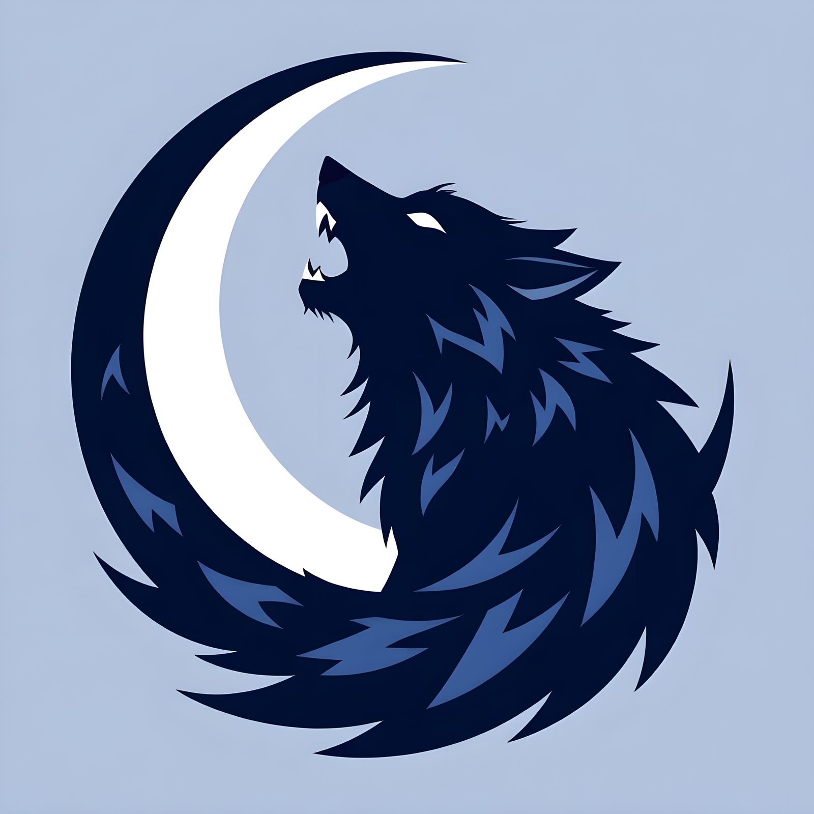 Abstract Werewolf Logo Symbol with Moon