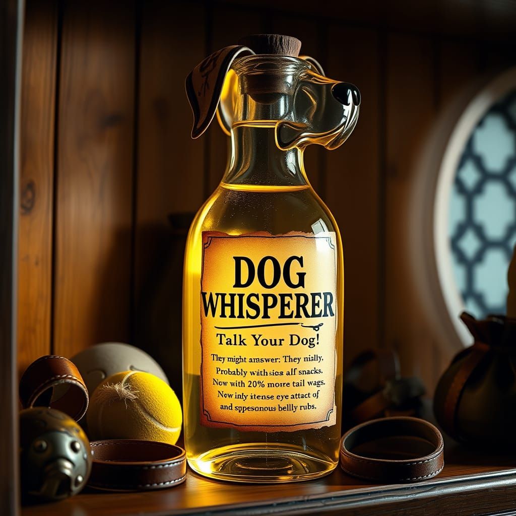 Whimsical Wizard's Potion Bottle with a Canine Twist