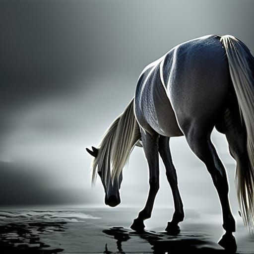 Elegant White Horse in Open Field