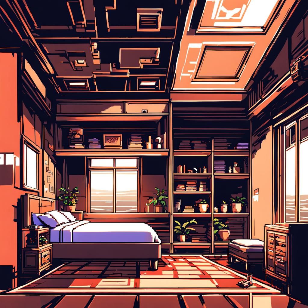 8-Bit Pixel Bedroom: Mind on Vacation in Anime Style