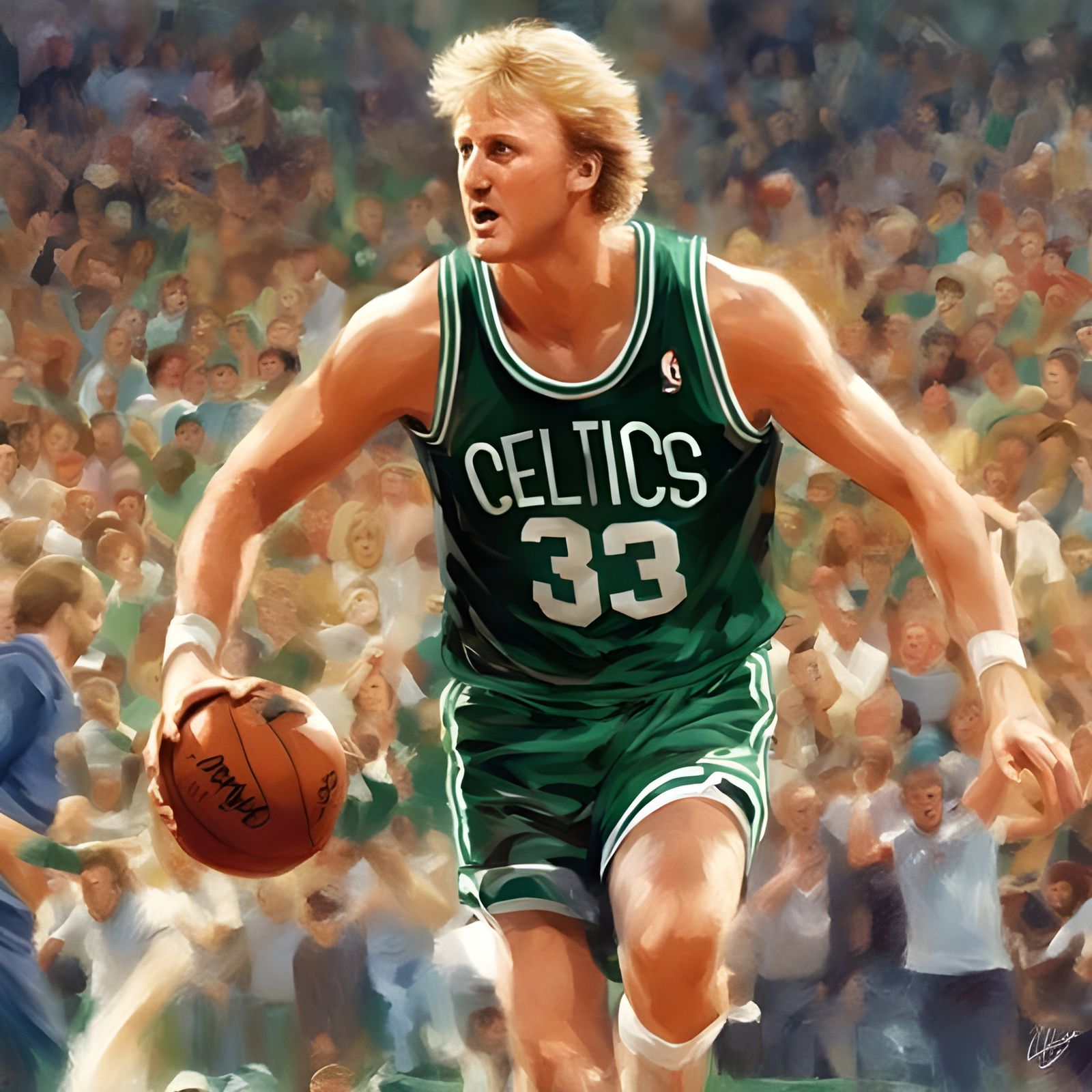 Larry Bird Portrait in Celtics Game