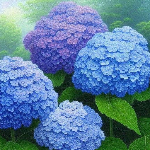 Hyperdetailed Blue Hydrangea in Ethereal Style
