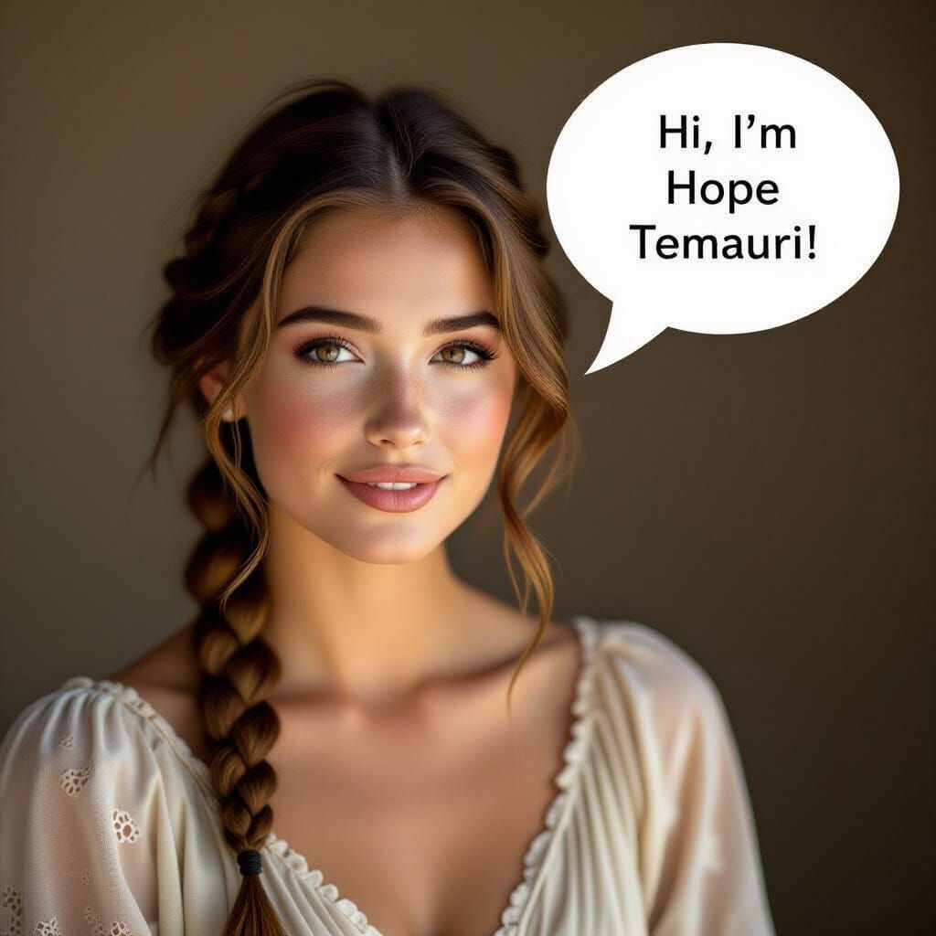 Woman with Braided Ponytail Speaking in Speech Bubble