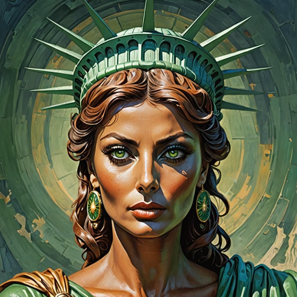 Sophia Loren as Superheroic Lady Liberty