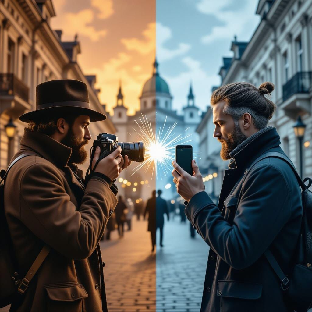 Photographers Clash: Vintage vs Modern in Sepia and Color
