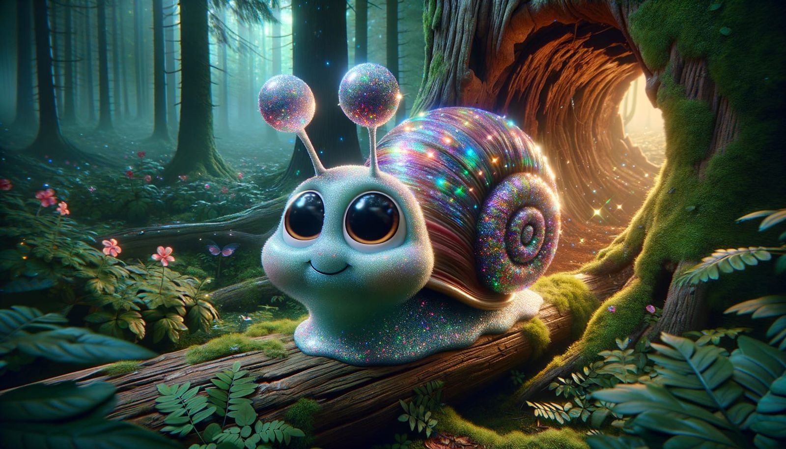 Whimsical Snail Character in Fairycore Style