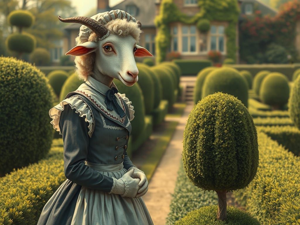 Victorian Sheep Maid in Arthur Rackham Fairytale Style