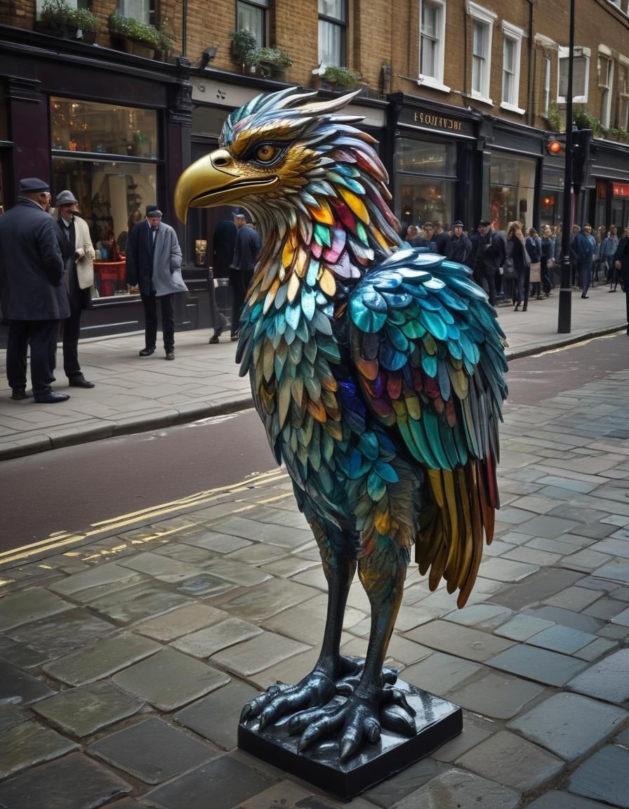 Murano Glass Griffin Sculpture in Surreal London