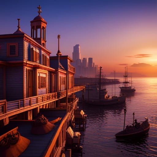 Surreal Cowboy Sunset: Detailed Matte Painting