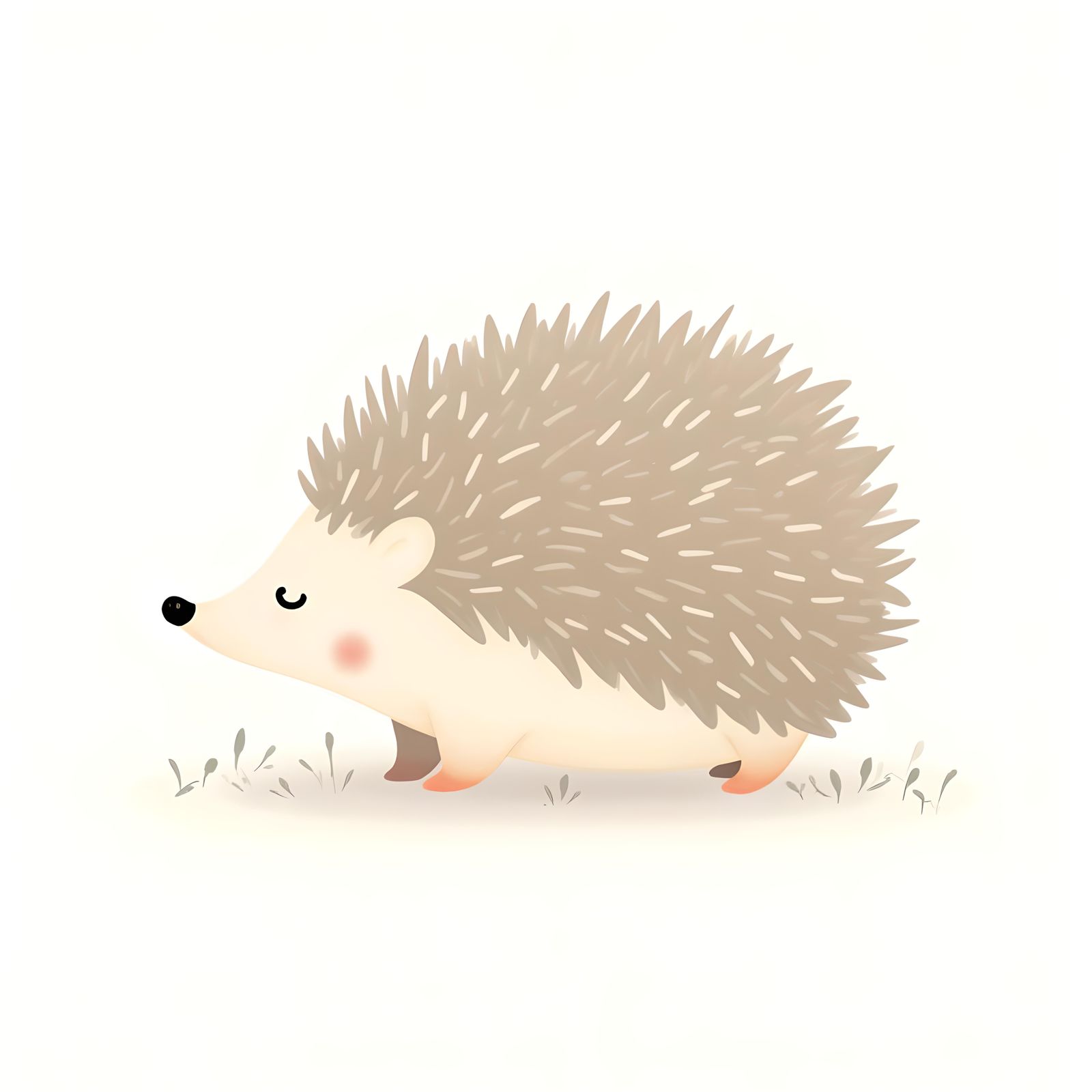 Minimalist Hedgehog Clipart in Pastel Colors