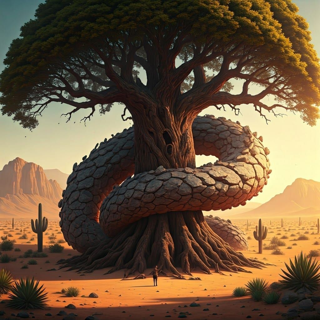 Rock Dragon Emerges from Desert Landscape