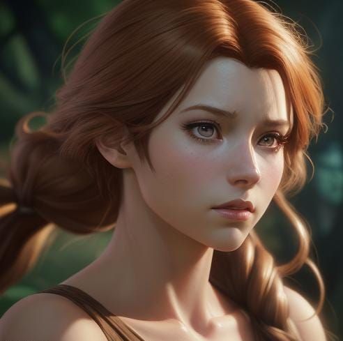 Jane Porter Action Portrait in Anime Style