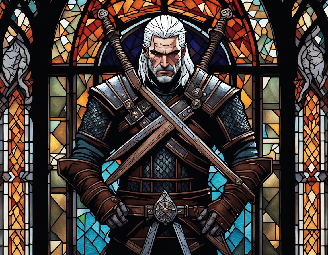 Geralt of Rivia in Gothic Stained Glass