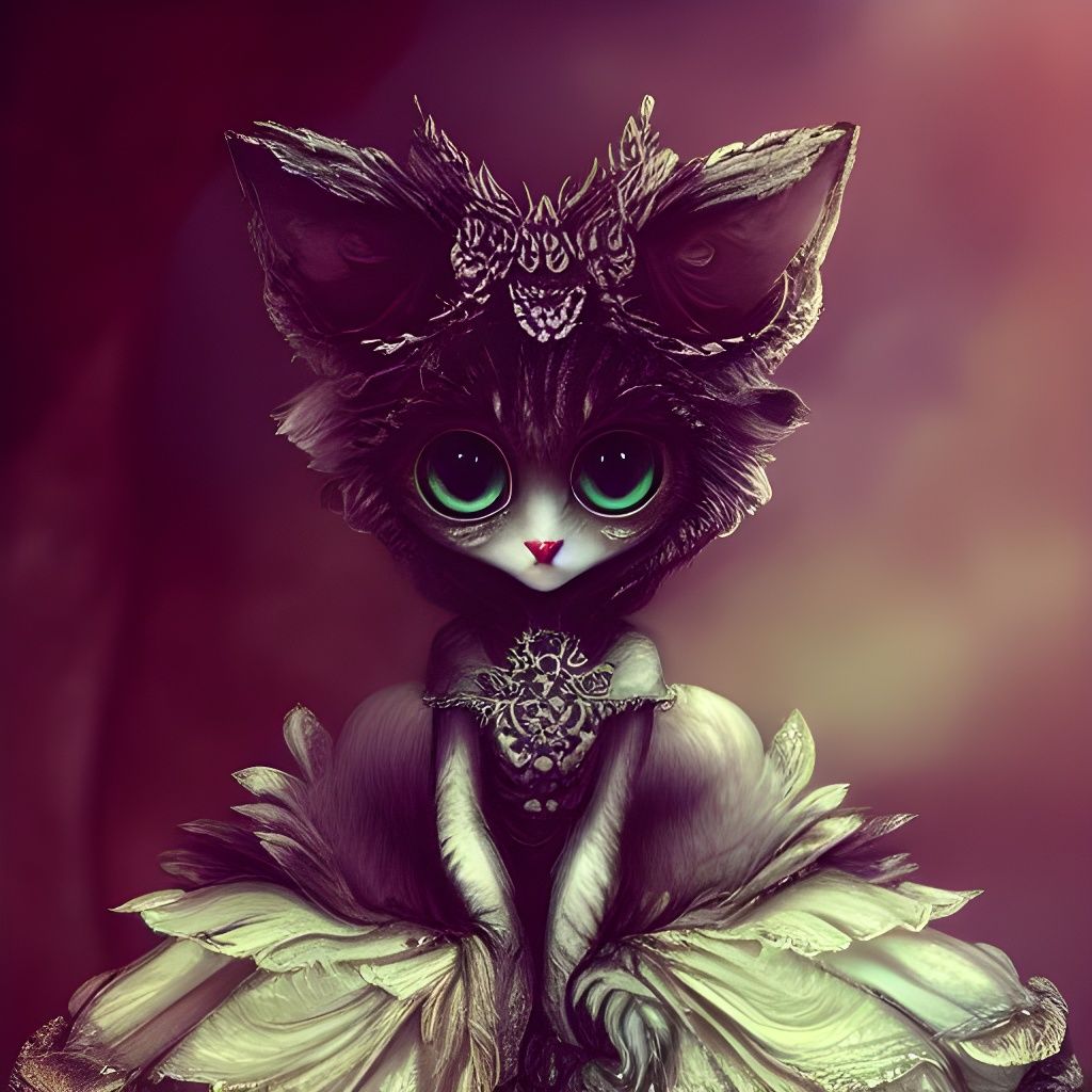 Cat in Rococo Dress Digital Art