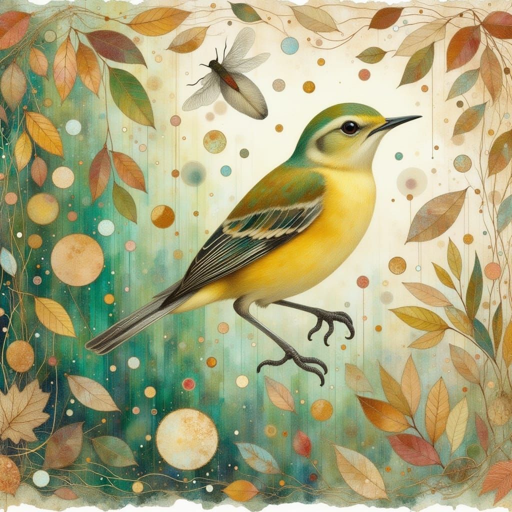 Ethereal Bachmans Warbler in Soft Pastel Velvety Texture