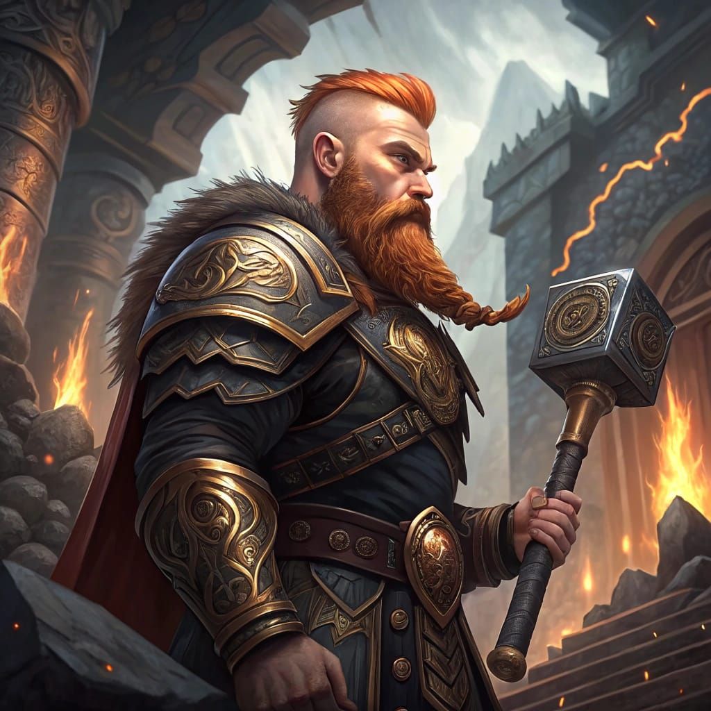 Heroic Dwarf Warrior in Golden Armor