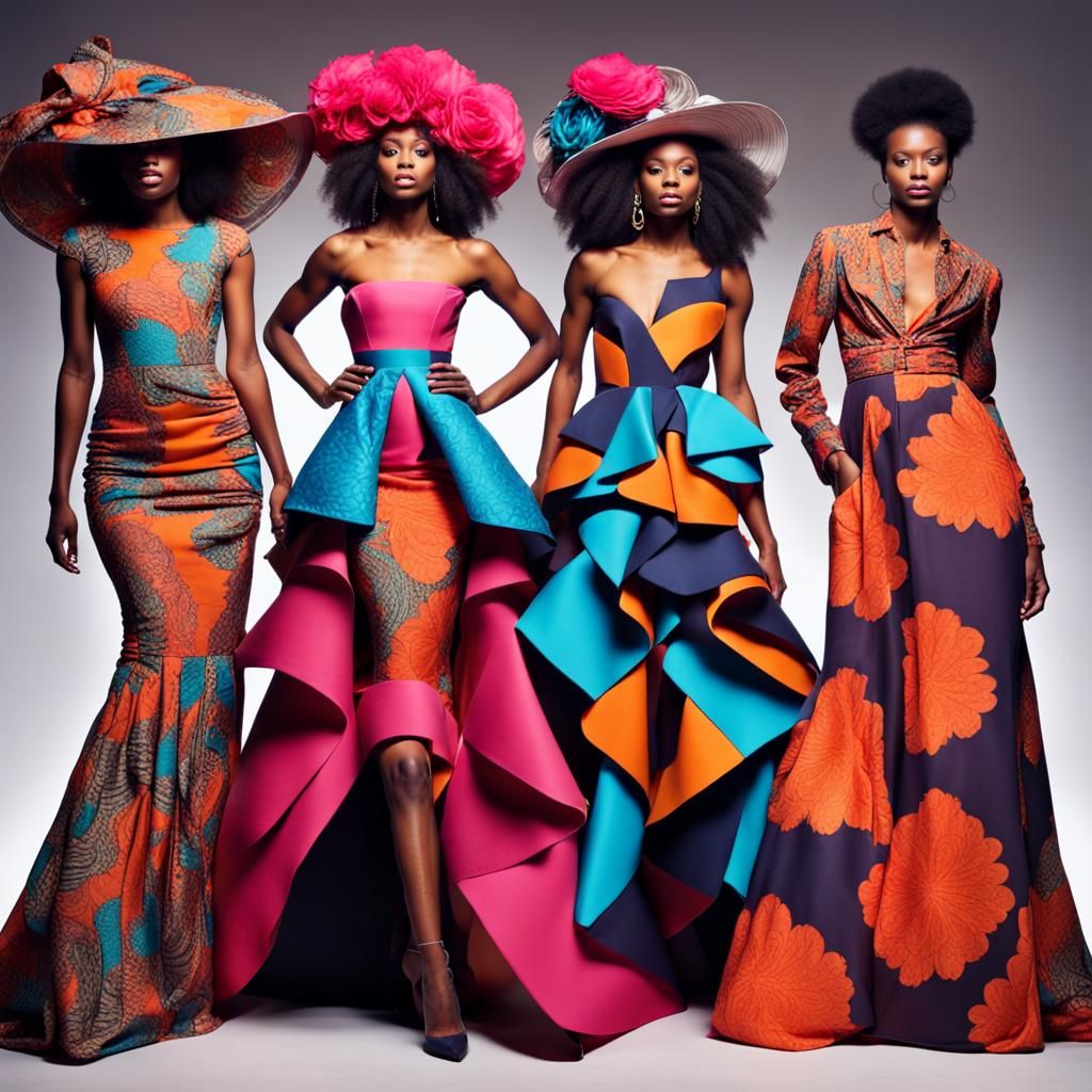 Vibrant Designer Dresses on Fashion Runway