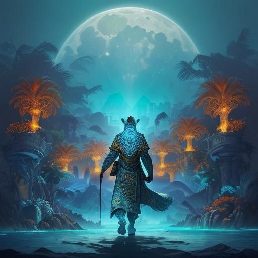 Surreal City of Time with Jaguar Shamans