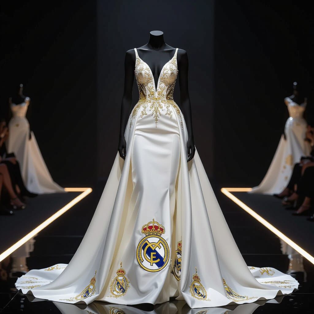 Real Madrid Inspired High Fashion Gown on Runway