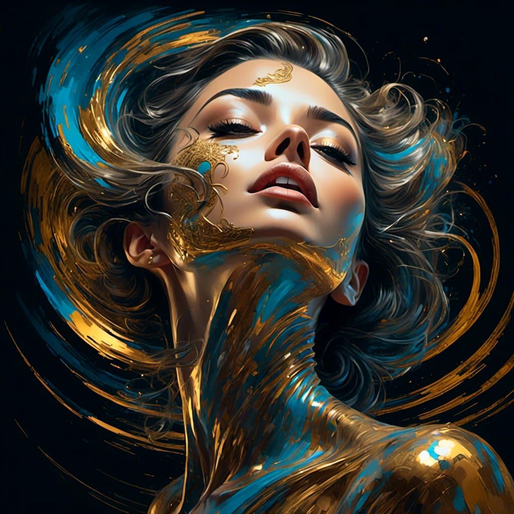 Psychedelic Cartoon Portrait with Dynamic Line Art