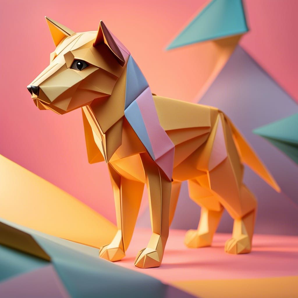 Origami Dog: Papercraft in Golden Hour Lighting