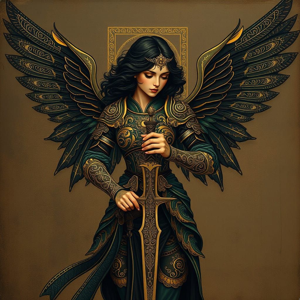 Dark Goddess with Majestic Wings Unfurls