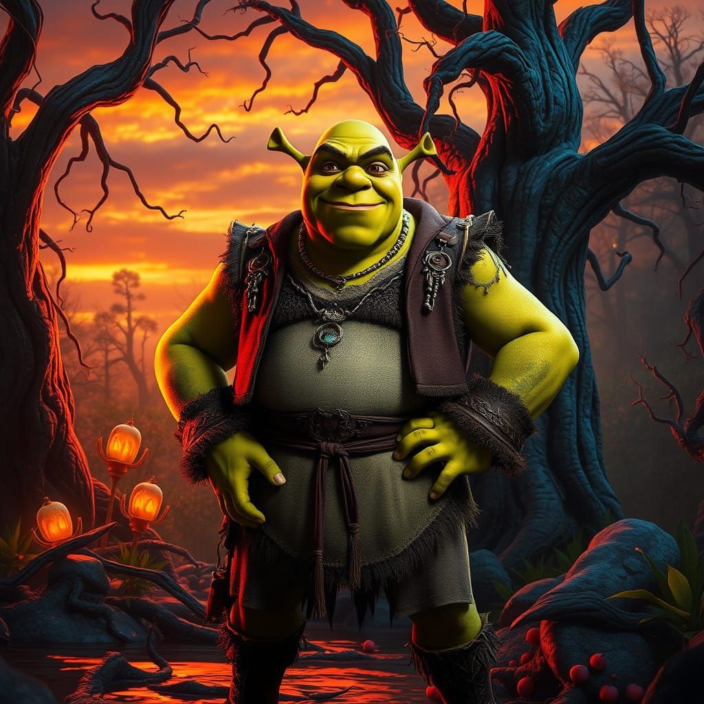 Surreal Shrek Concept Art in Fantasy Style