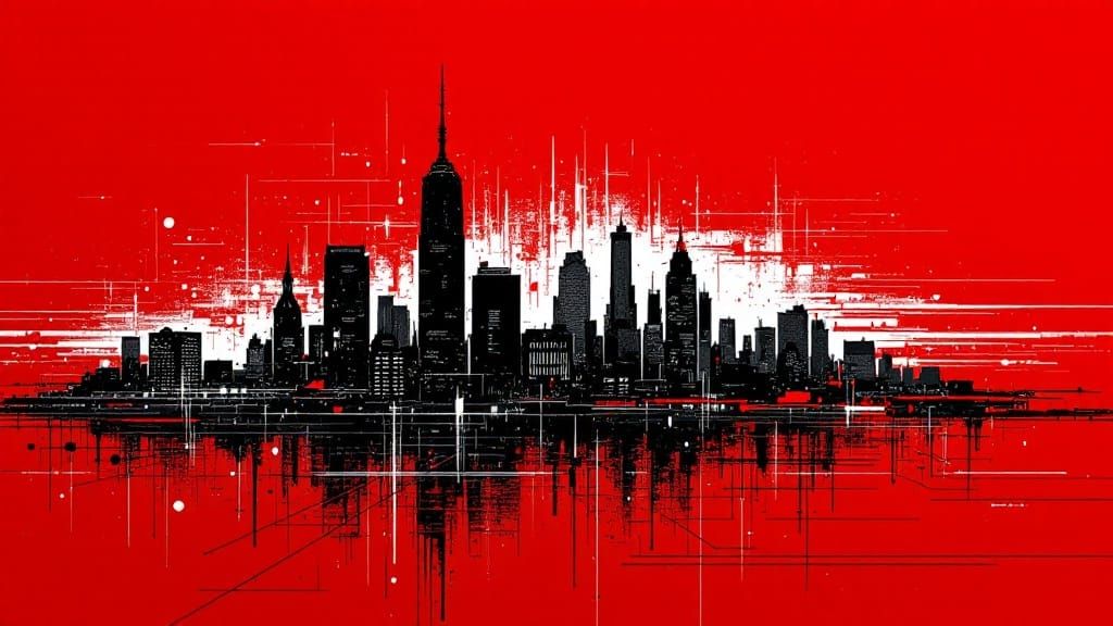 Cyberpunk Cityscape in Glitch Art