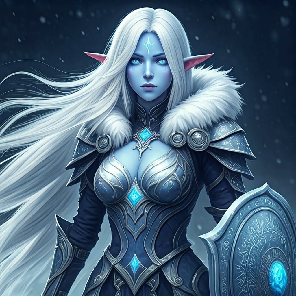 Arctic Elf Guardian in Detailed 3D Anime Style