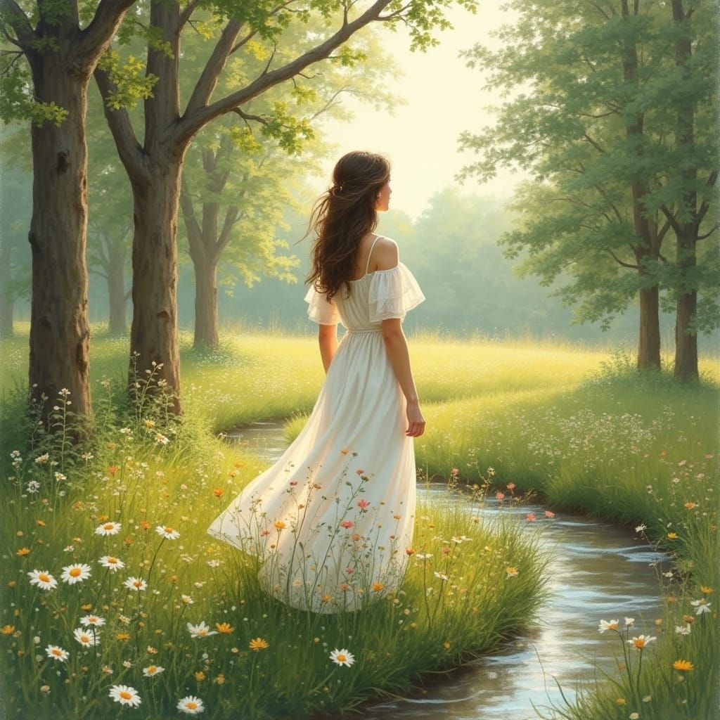 A Serene Woman in Harmony with Nature