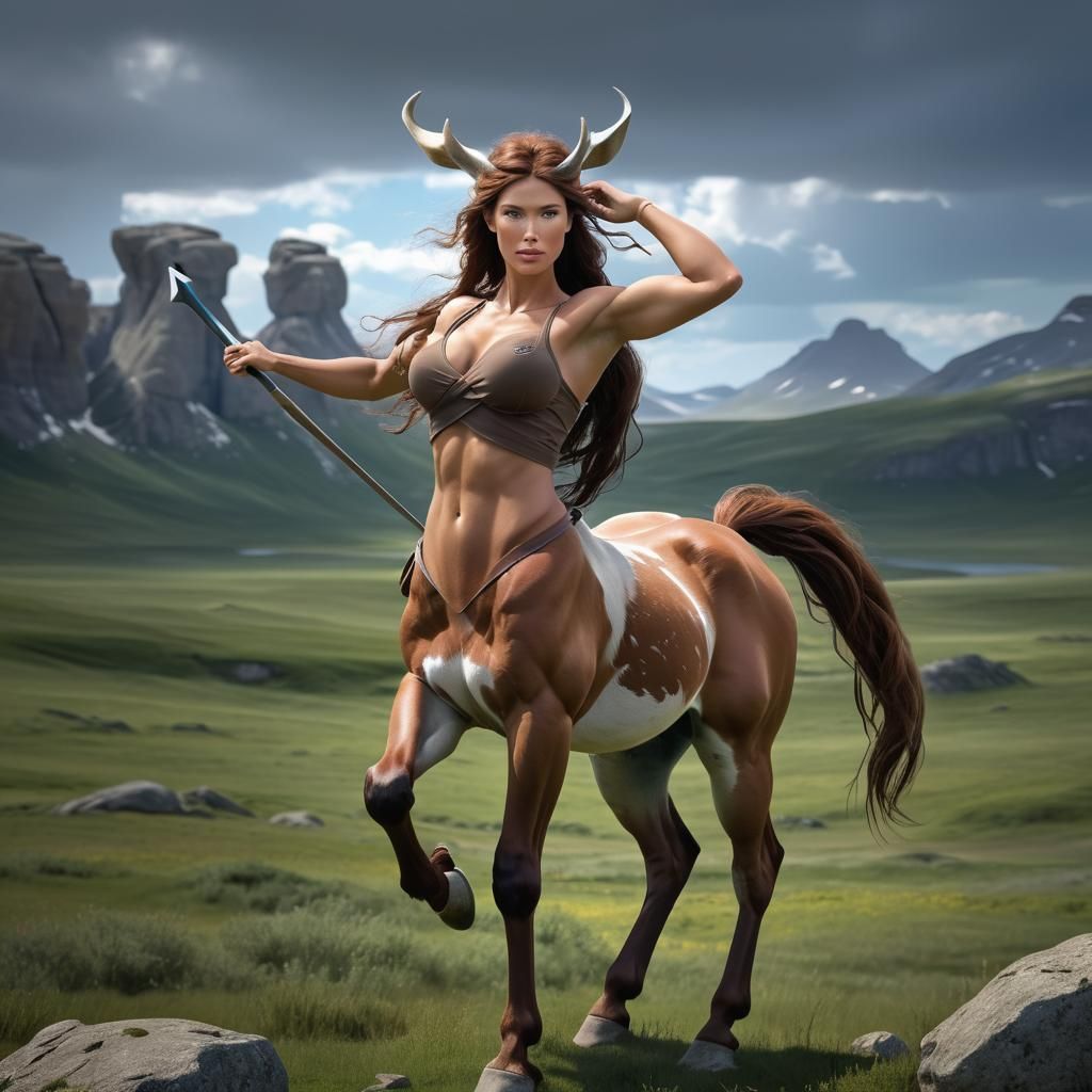Centaur Lady in Neolithic Landscape: Digital Art