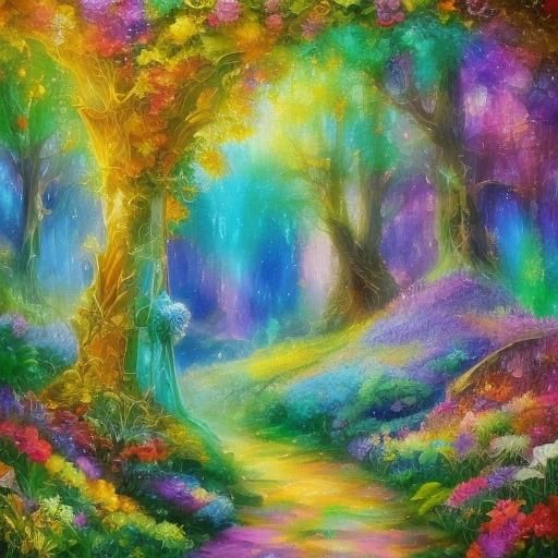 Aisling in Flowery Meadow, Vivid Impressionism Style