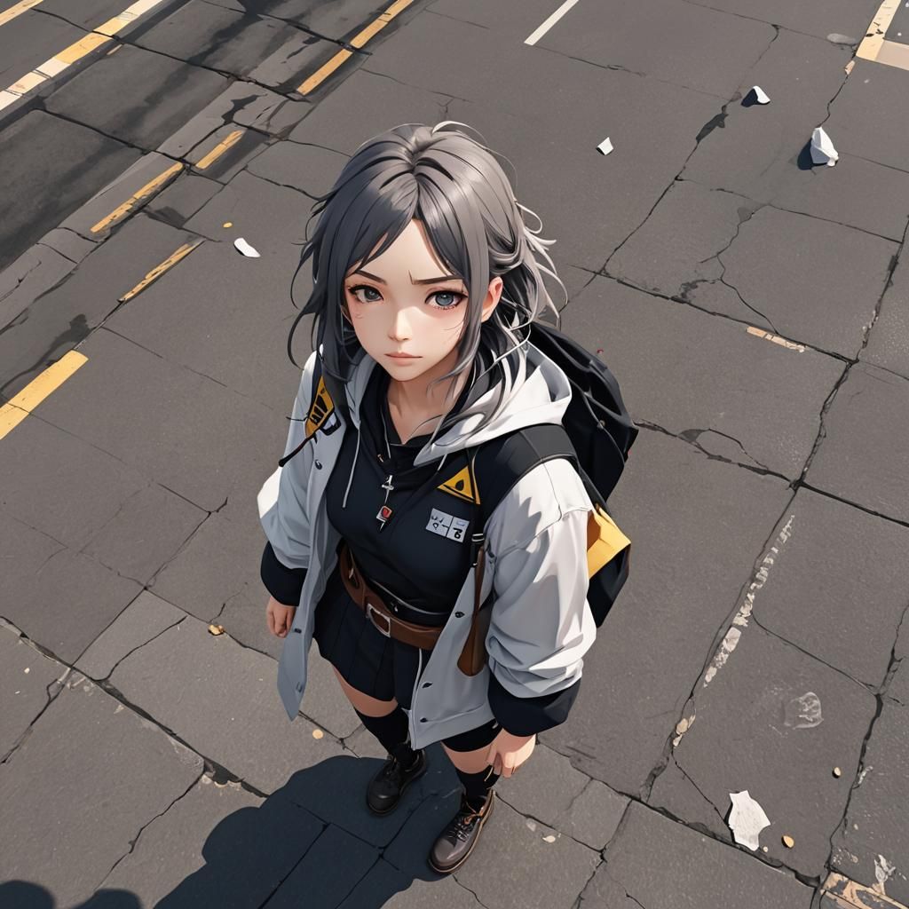 Anime Character in Distress: 3D Rendered Concept Art
