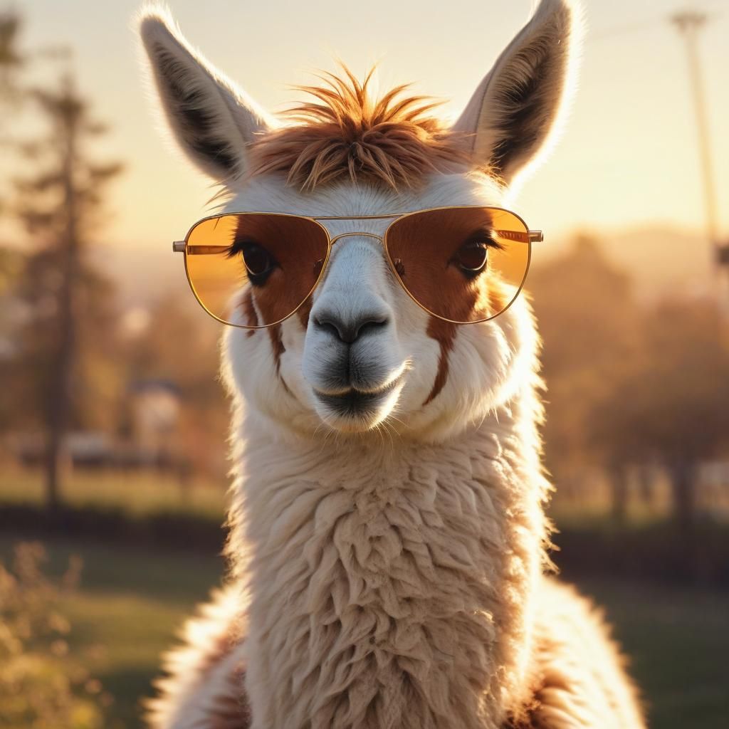 Llama in Sunglasses: Soft Anime Digital Art