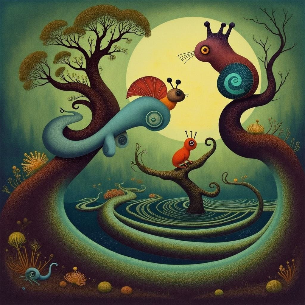 Iridescent Mudskippers Amidst Twisted Mangrove Roots