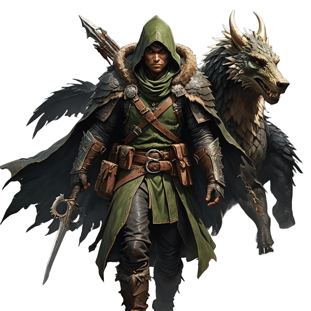 Fantasy Ranger with Falcata Sword in Dark Fantasy Style