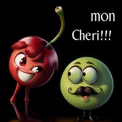 Legible Text: White Words 'MON CHERI'