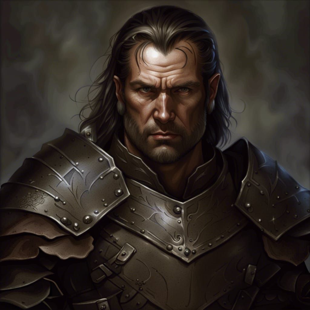 Armored Warrior Portrait in Dark Fantasy Style