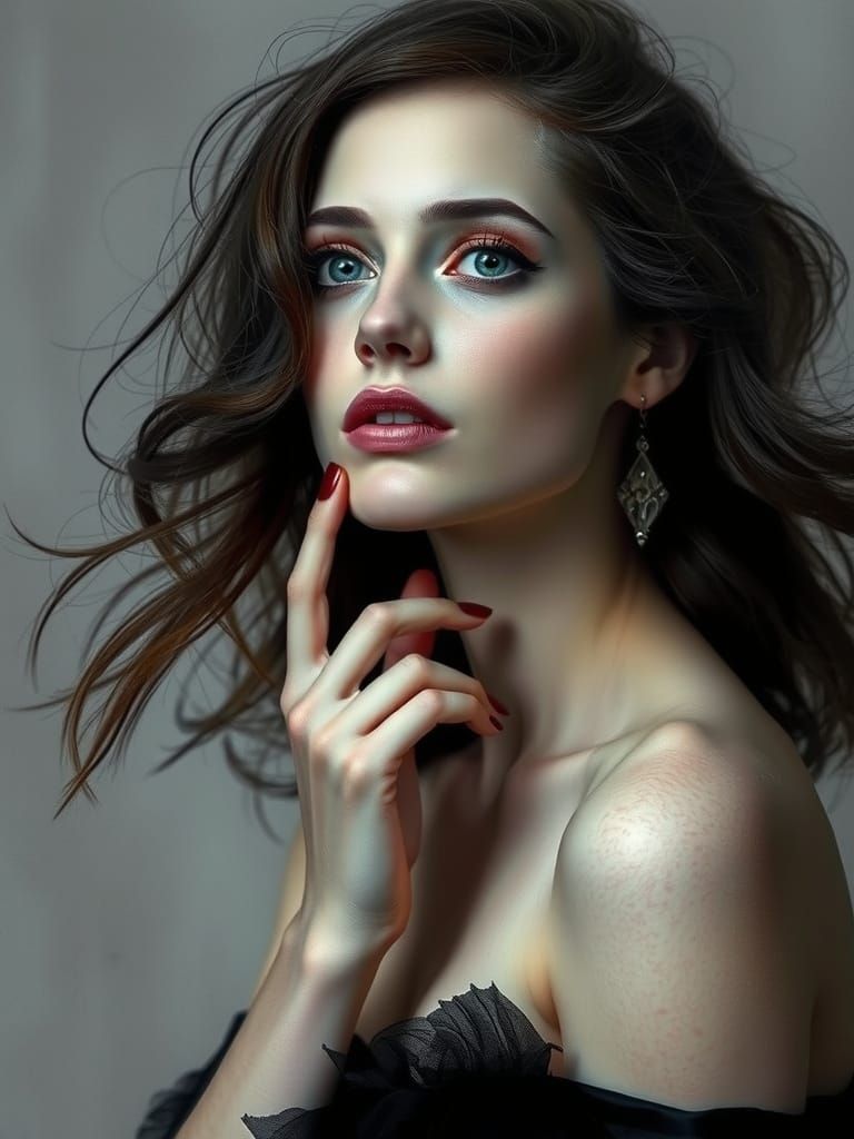 Elegant Woman in Porcelain Skin