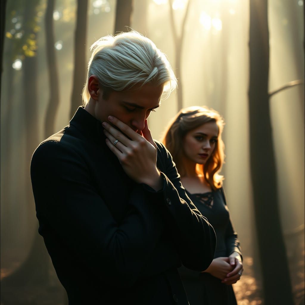 Ethereal Moment in a Misty Forest