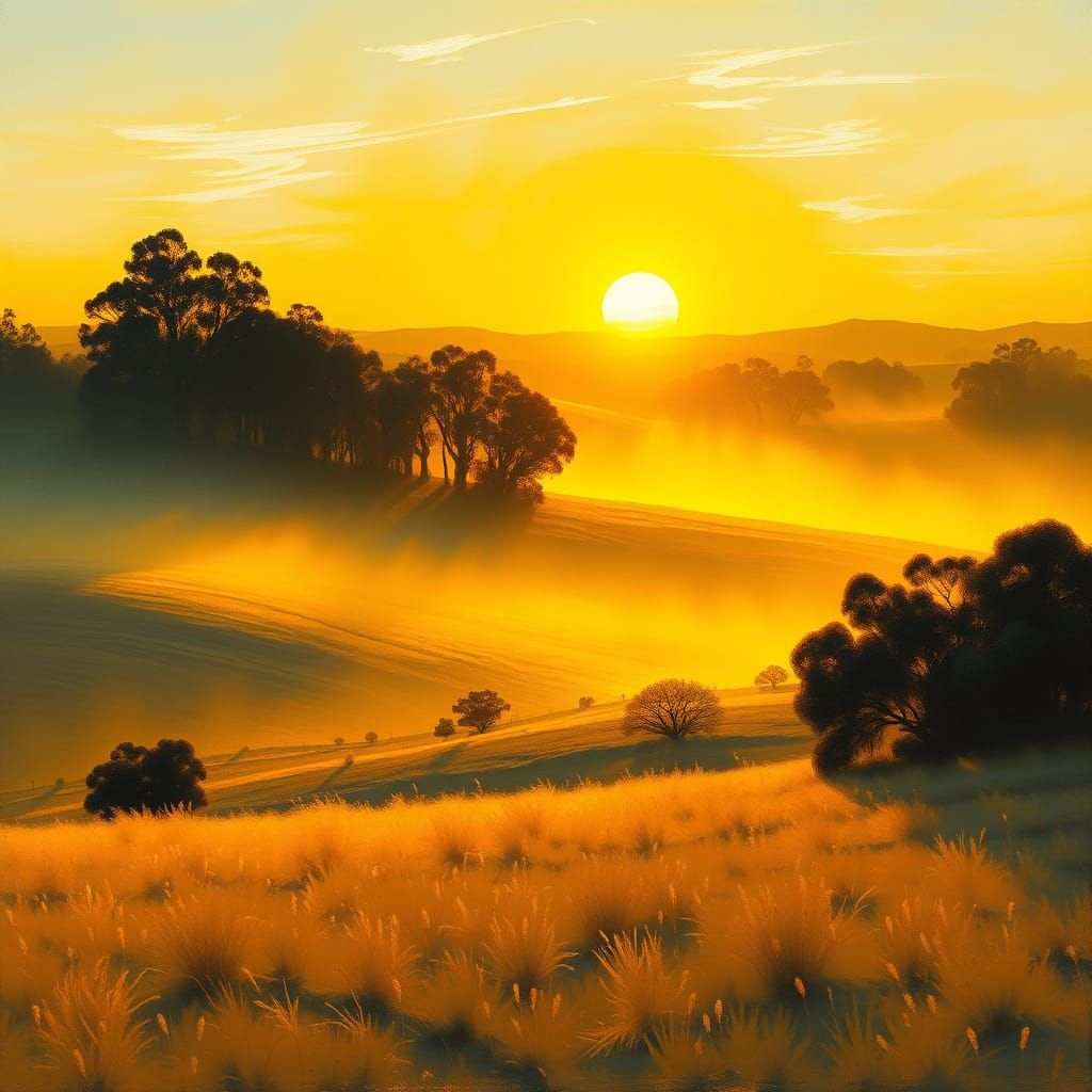 Sunrise over Australian Winter Landscape in Turner-Inspired ...