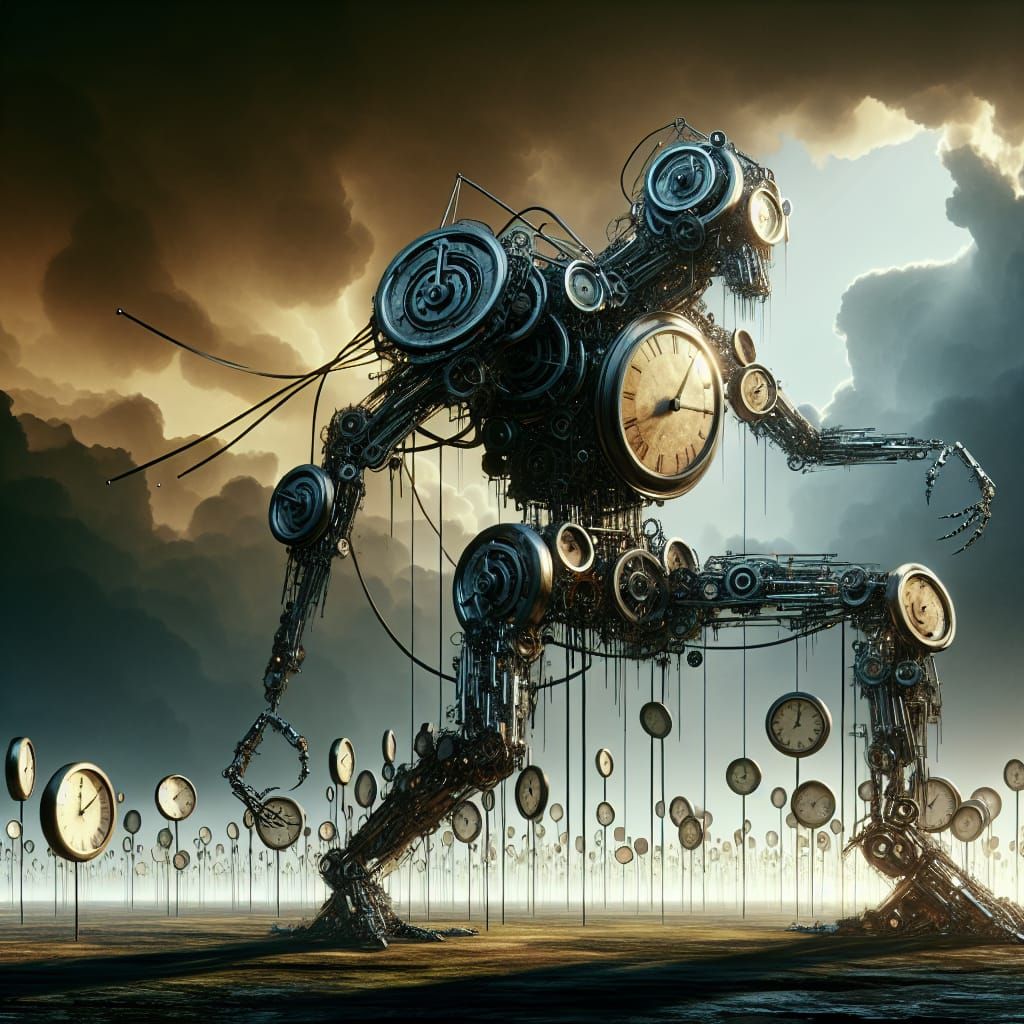 Mechanized Skeleton Robot in Clockwork Landscape