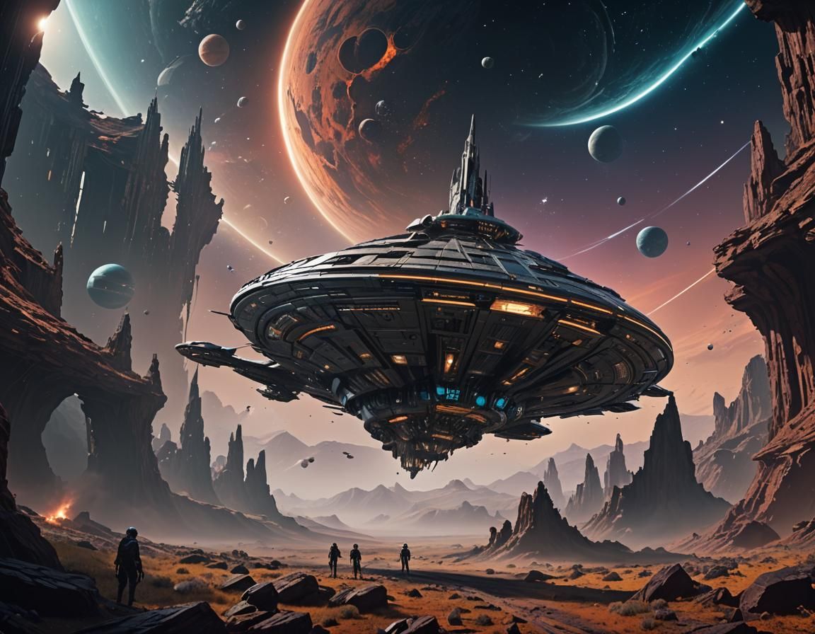 Lonely Starship in Deep Space: Matte Painting