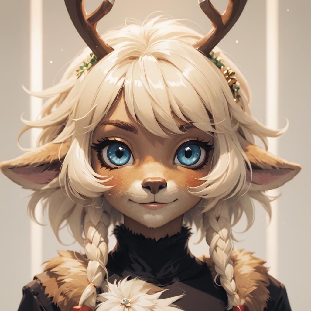 Anime Portrait of Noelle Holiday Reindeer Anthro