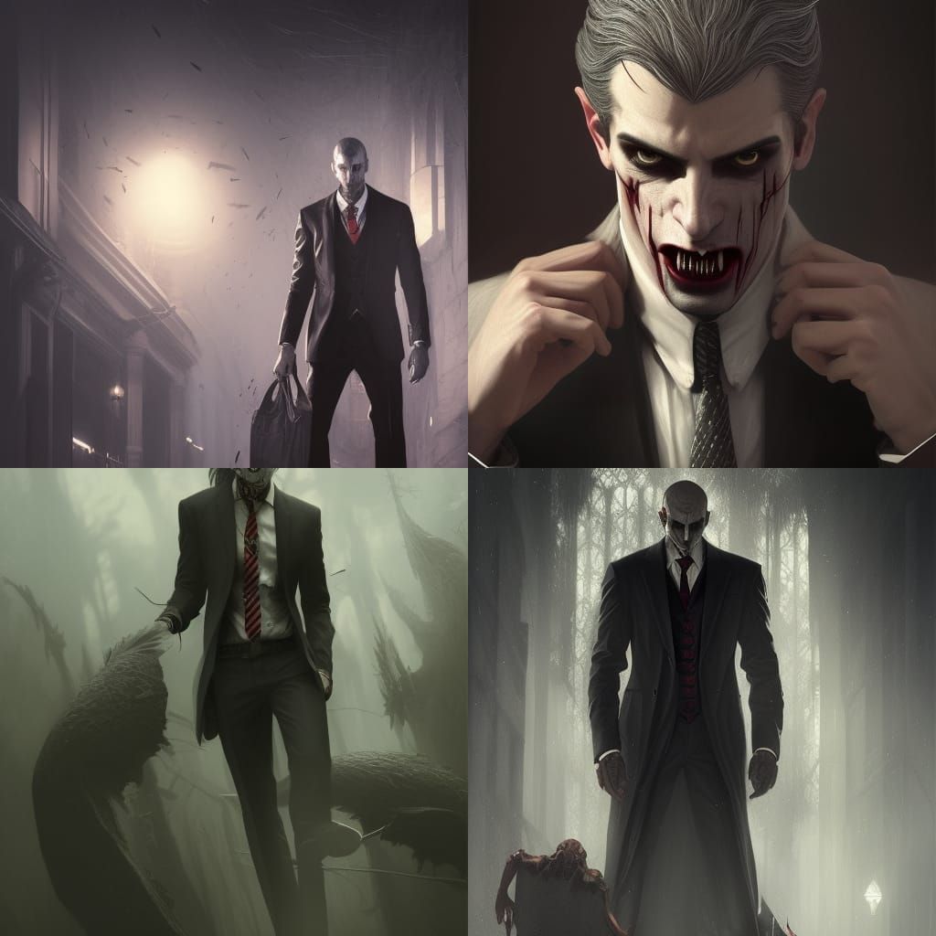 Vampire Ventrue Businessman in Dark Fantasy Style