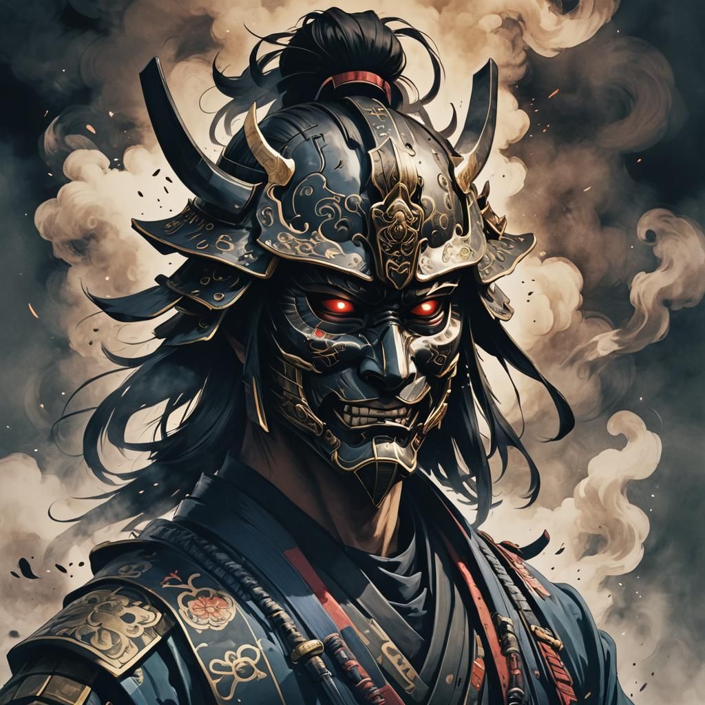 Samurai Mask in Anime Style