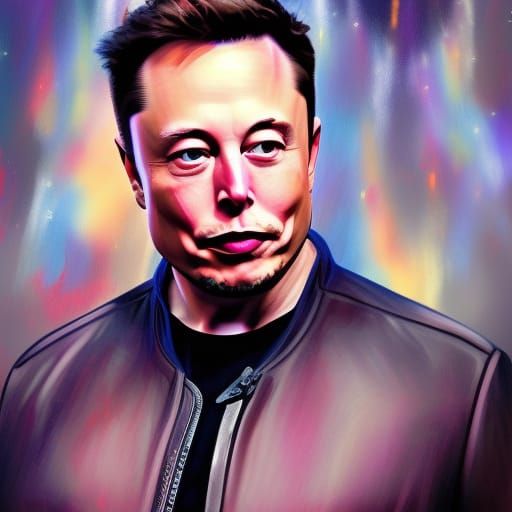Hyperrealistic Portrait of Elon Musk in Splash Art Style