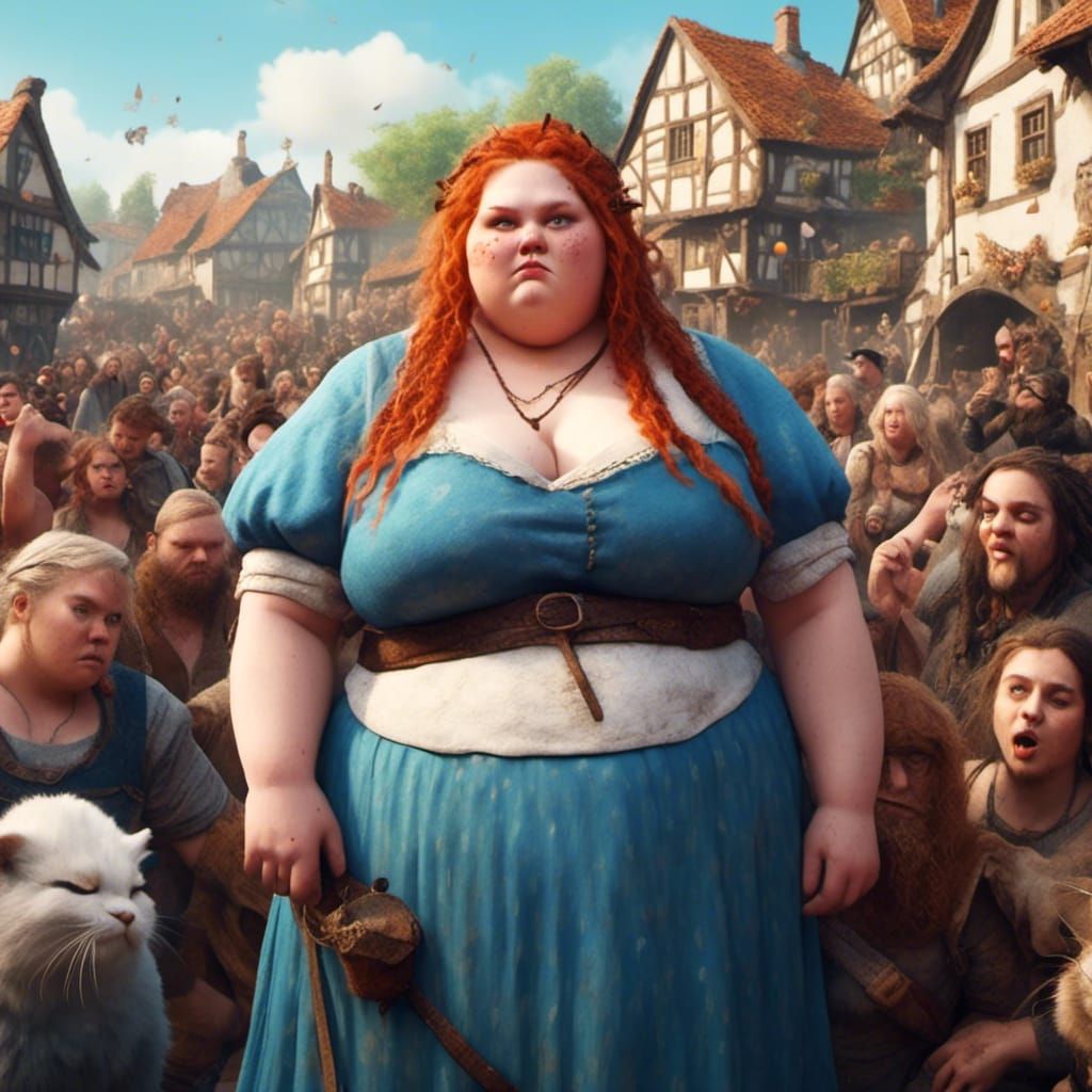 Goth Woman with Dreadlocks in Medieval Village