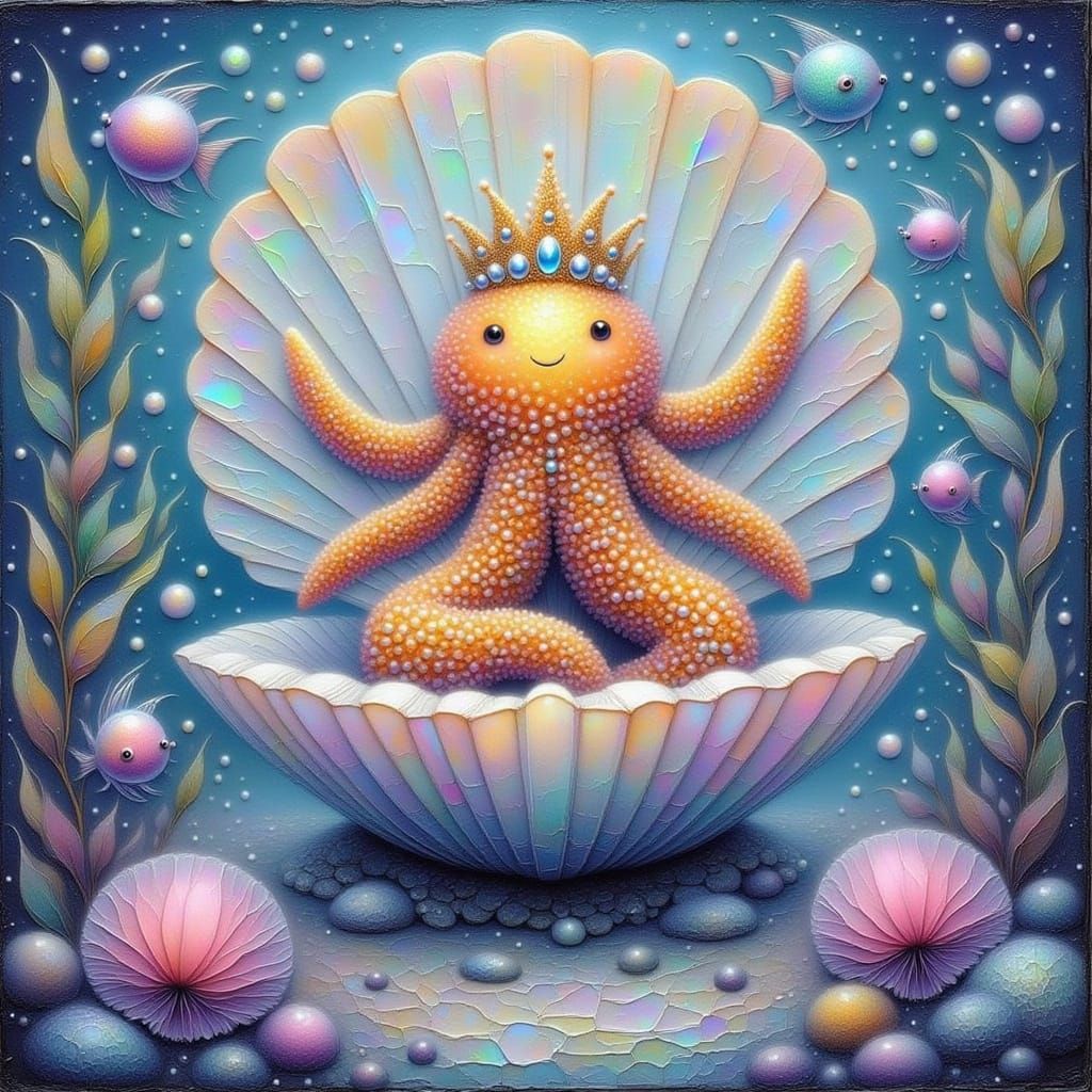 Whimsical Starfish Monarch in Iridescent Majesty